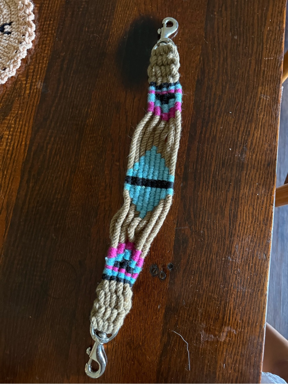Weaver Turquoise & Pink Rope Wither Strap